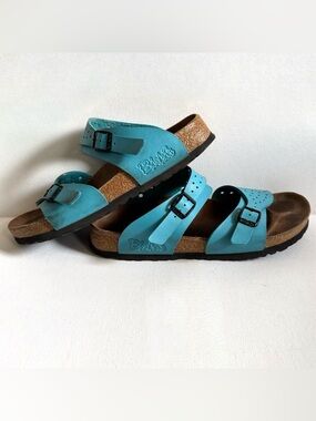 Birkenstock Birkis Freeport Sandals Teal Blue Perforated Size 39 READ